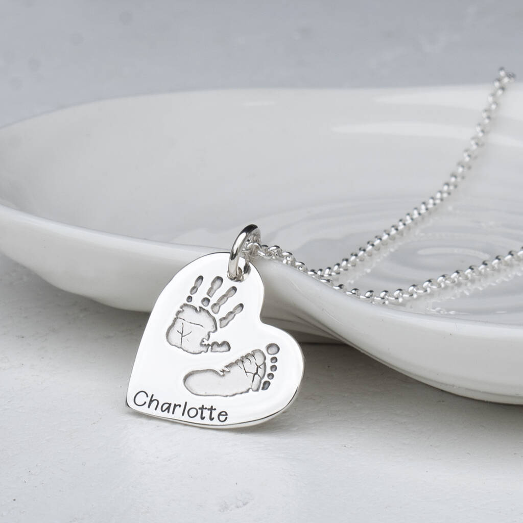 Personalised Silver Handprint And Footprint Necklace, 1 of 6
