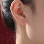 Amethyst Purple Bezel Cz Crystal Threader Earrings, thumbnail 3 of 11