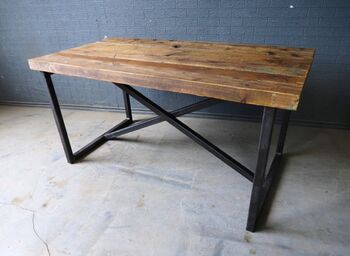 Reclaimed Industrial X Style Table, 2 of 6