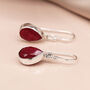 Sterling Silver Teardrop Ruby Drop Earrings, thumbnail 2 of 9