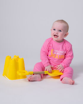 Cotton Babygrow, Seaside, New Baby Sleepsuit, Baby Gift Pink And Blue Available, 7 of 10