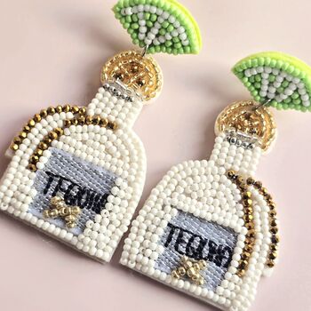 Beaded Tequila Bottle Statement Earrings, 2 of 4