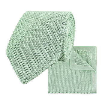 Wedding Handmade Polyester Knitted Tie In Light Sage Green, 7 of 10