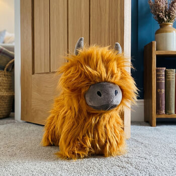 Highland Cow Shaggy Doorstop Orange, 3 of 8