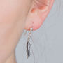Sterling Silver Feather Oxidised Drop Earring, thumbnail 1 of 5