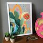 Desert Rain Cactus Flower Botanical Art Print, thumbnail 3 of 4