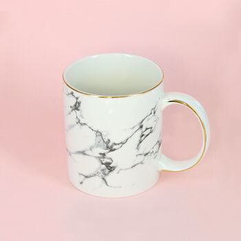Marble Effect Coffee Mugs In White Finish, 2 of 2