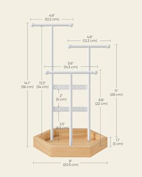 White Metal Wood Jewellery Display Tree Stand Hold, 4 of 12