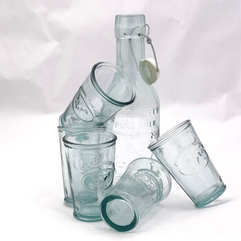 Recycled Glass Drink Set | Bottle /Carafe | Six Glasses, 3 of 9