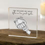 First Father’s Day Personalised Acrylic Block – Custom Hand Hold Illustration From Baby To Daddy, thumbnail 1 of 2