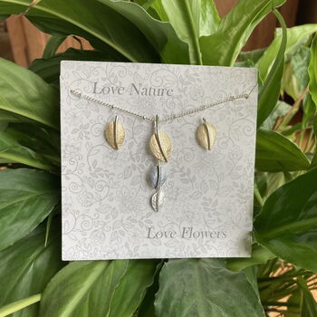 Leaf Necklace And Stud Earrings Set, 2 of 3