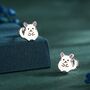 Sterling Silver Chinchilla Stud Earrings, thumbnail 1 of 12