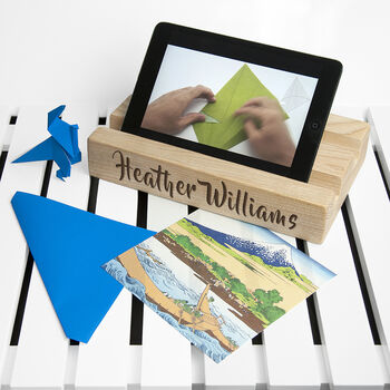 Personalised Wooden Desk Accessory Tablet Phone Etc, 2 of 2
