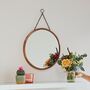 Round Antique Copper Hanging Chain Wall Mirror, thumbnail 3 of 5