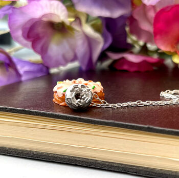 Thank You Teacher Sterling Silver Mini Doughnut Necklace, 6 of 12