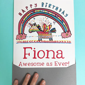 Personalised Big Unicorn Birthday Card, 4 of 8