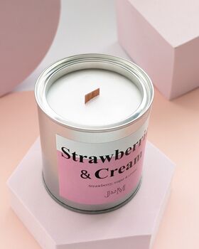 Strawberry And Cream Wood Wick Candle, 4 of 7