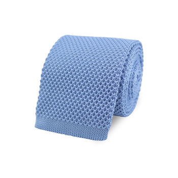 Wedding Handmade Polyester Knitted Tie In Light Blue, 3 of 6