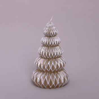 G Decor Christmas Tree Geometric Beige Festive Candle, 4 of 6