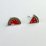 Sterling Silver Watermelon Stud Earrings, thumbnail 3 of 6