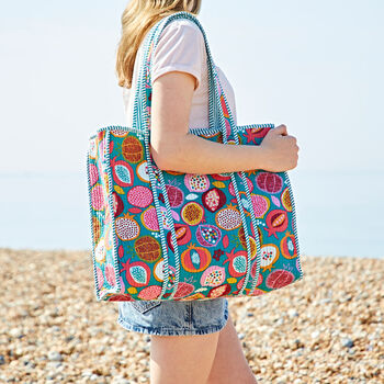 Fair Trade Pomegranate Quilted Cotton Tote Bag, 2 of 5