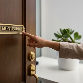 Vintage Solid Brass Personalised Door Nameplate With Antique Finish, 2 of 9