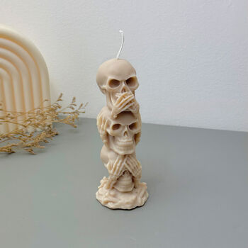 Skull Pillar Candle Halloween Skeleton Decoration, 2 of 10
