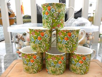 Set Of Six Palace Mugs In William Morris Golden Lily Design, 2 of 11
