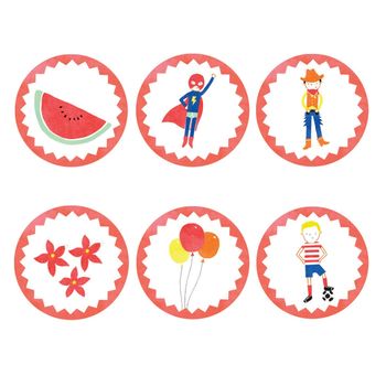 Red Retro Style Kraft Party Bags And Stickers, 2 of 2