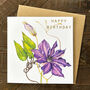 Gold Foiled Clematis Birthday Card, thumbnail 1 of 3