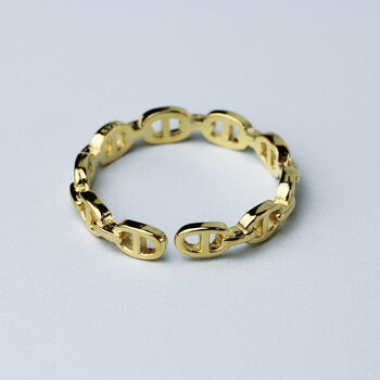 Gold Colour Sterling Silver Chain Link Adjustable Ring, 3 of 5