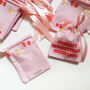 Red And Pink Retro Handmade Advent Calendar Pouches, thumbnail 3 of 6