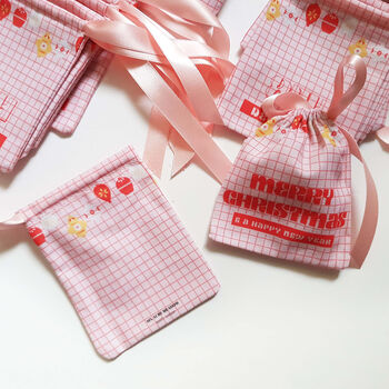 Red And Pink Retro Handmade Advent Calendar Pouches, 3 of 6