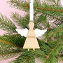 Personalised Wooden Angel Christmas Tree Decoration, thumbnail 1 of 2