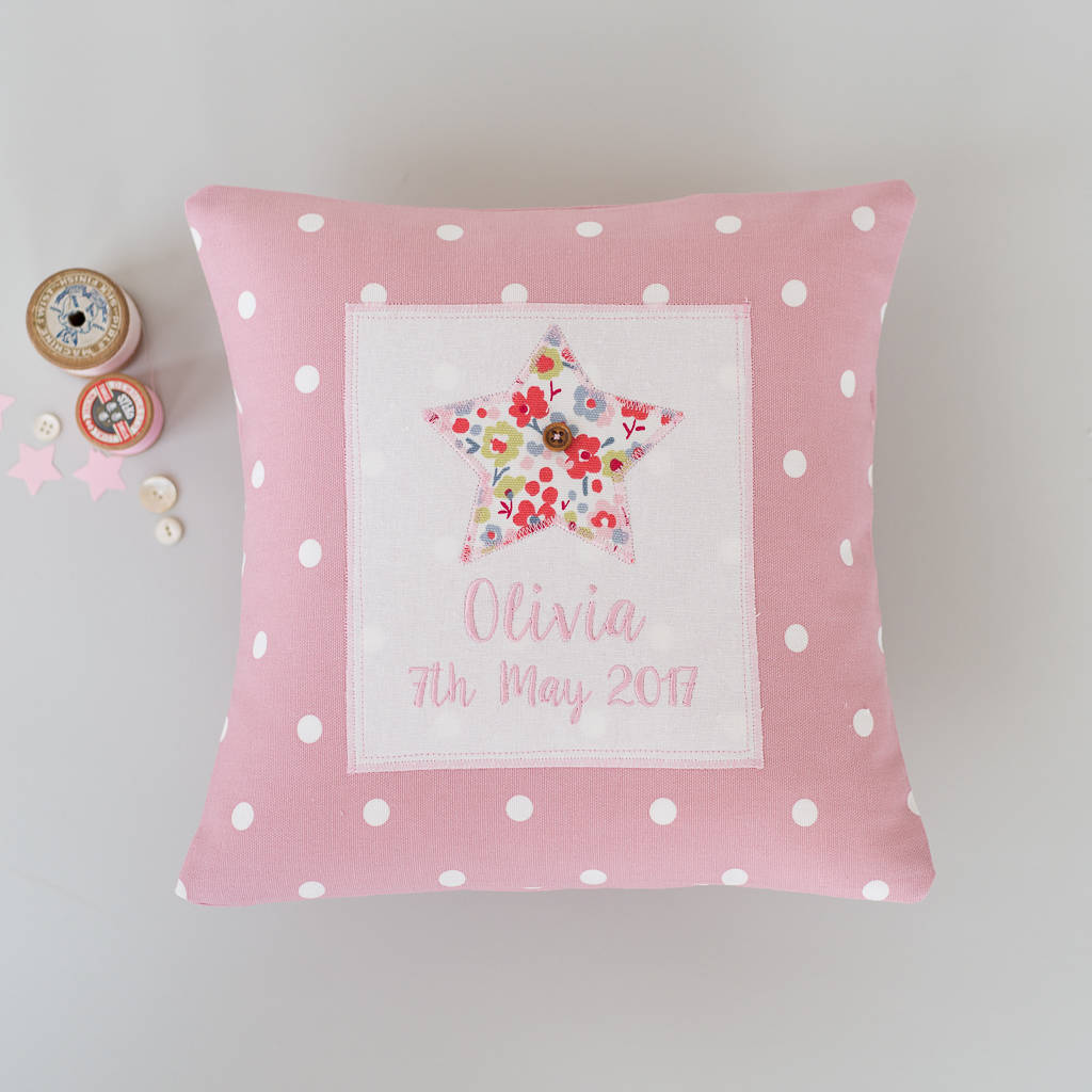 personalised baby girl cushion