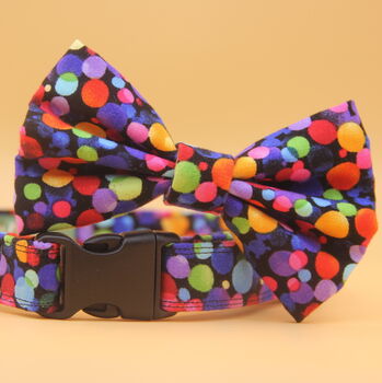 Multicoloured Confetti Dog Bow Tie, 7 of 11