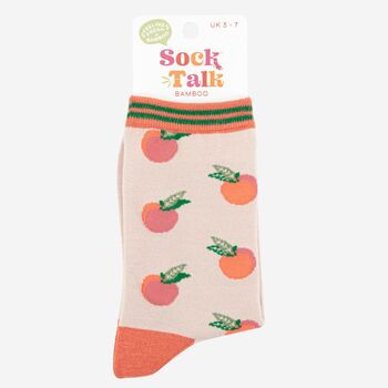 Womens Peach Fruit Bamboo Socks, 5 of 5