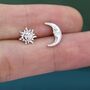 Mismatched Sun And Moon Stud Earrings, thumbnail 6 of 12
