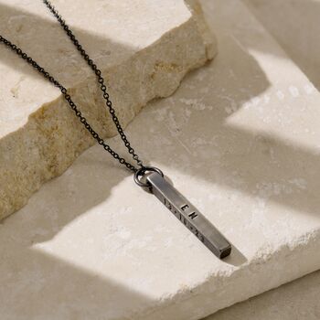 Personalised Men's Silver Bar Necklace, 2 of 6