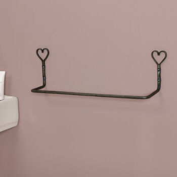 Vintage Hearts Metal Bathroom Wall Towel Rail, 3 of 8