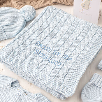 Baby Cricket Jumper And Cable Blanket Gift Set, 7 of 12