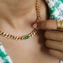 Cuban Chain Necklace With Green Stone, thumbnail 2 of 5