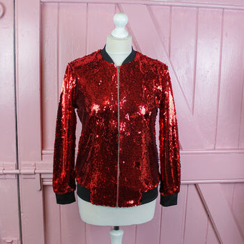 Red All Night Long Sequin Jacket, 8 of 9