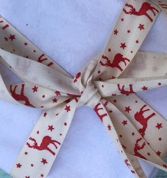 20m Roll Of Cotton Twill Deer And Star Ribbon, 2 of 3