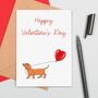 Sausage Dog Love Valentine's Day Card, thumbnail 1 of 2