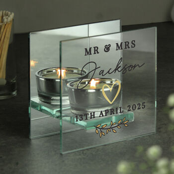 Personalised Wedding Mirrored Tealight Holder, 2 of 3