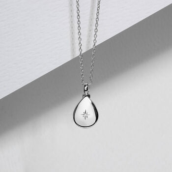 Diamond Teardrop Urn Necklace 925 Silver, 2 of 5