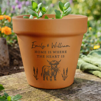 Personalised Highland Cow Terracotta Plant Pot, 2 of 6