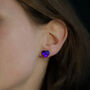 Heart Shaped Purple Glass And Sterling Silver Studs, thumbnail 2 of 9