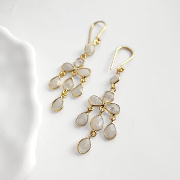 Moonstone Chandelier Dangle Earrings, 2 of 4